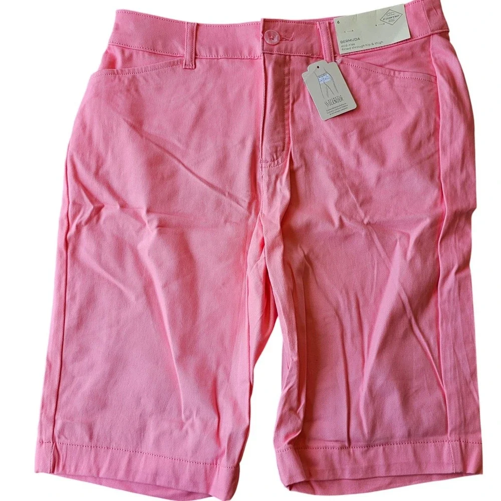 St Johns‎ Bay Womens Pink Bermuda Shorts Secretly Slender Mid Rise Size 6 NEW